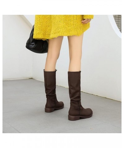 Retro Womens Pleated mid calf boots 49 Brown $30.08 Boots