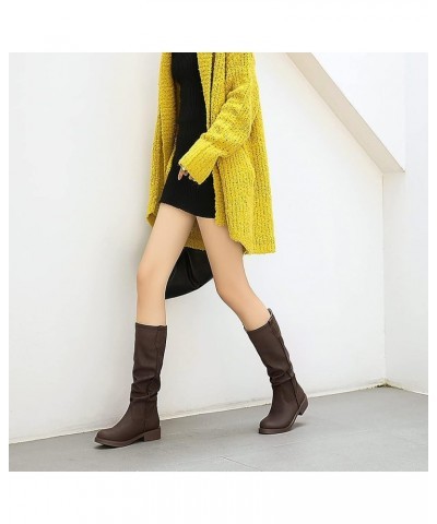 Retro Womens Pleated mid calf boots 49 Brown $30.08 Boots