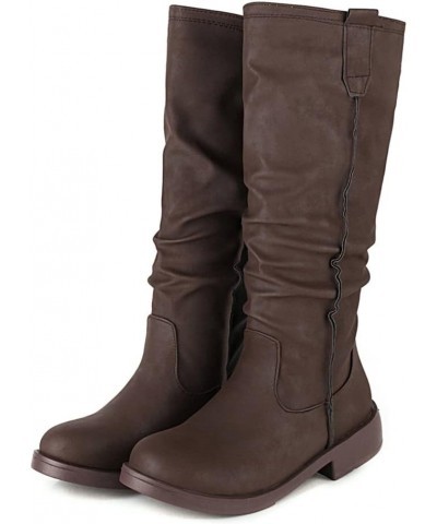 Retro Womens Pleated mid calf boots 49 Brown $30.08 Boots