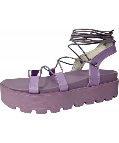 Strappy Wedge Sandals For Women Low Heel Sandals For Women Sandal For Women Sandals Strappy Sandals Women Flats Aerobi I-purp...