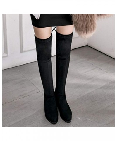 Women Casual Thigh High Boots and Simple Over-The-Knee Boots Black $30.67 Boots