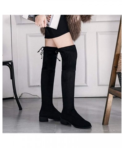 Women Casual Thigh High Boots and Simple Over-The-Knee Boots Black $30.67 Boots