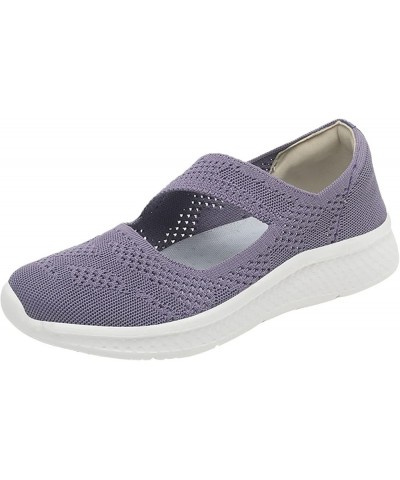 Womens Slip On Running Shoes Non Slip Walking Shoes Lightweight Gym Sneakers Christmas Hight Top Slip On Sneakers Purple-b $1...