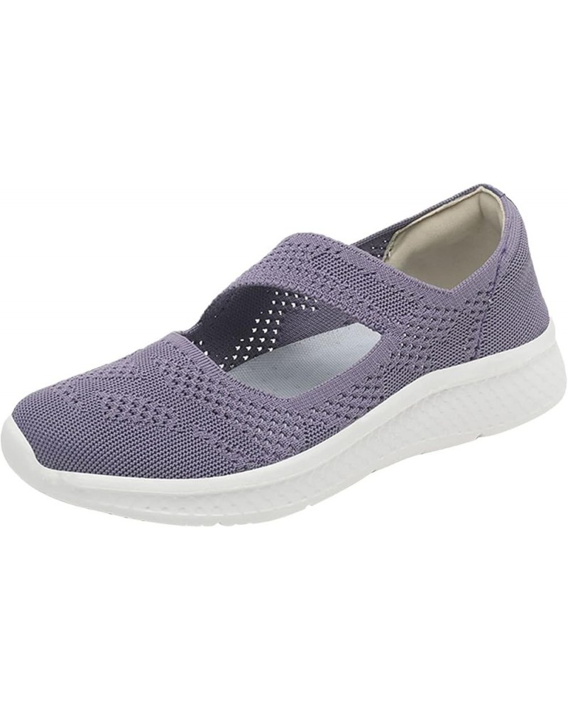 Womens Slip On Running Shoes Non Slip Walking Shoes Lightweight Gym Sneakers Christmas Hight Top Slip On Sneakers Purple-b $1...