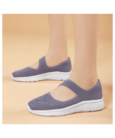 Womens Slip On Running Shoes Non Slip Walking Shoes Lightweight Gym Sneakers Christmas Hight Top Slip On Sneakers Purple-b $1...