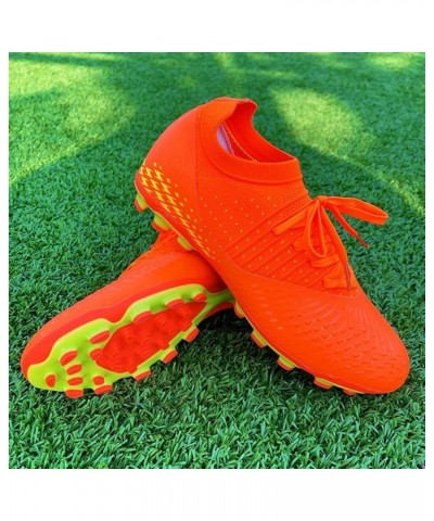 Men's Soccer Shoes High Top AG Cleats Outdoor Turf Athletic Professional Spikes Youth Boys Football Sneaker Unisex 1933orange...