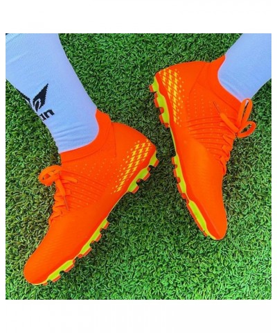 Men's Soccer Shoes High Top AG Cleats Outdoor Turf Athletic Professional Spikes Youth Boys Football Sneaker Unisex 1933orange...