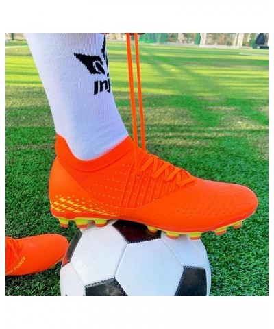 Men's Soccer Shoes High Top AG Cleats Outdoor Turf Athletic Professional Spikes Youth Boys Football Sneaker Unisex 1933orange...