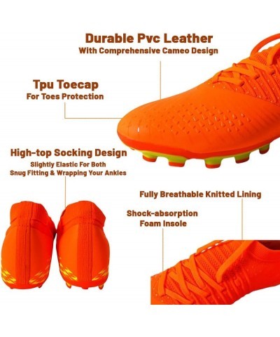 Men's Soccer Shoes High Top AG Cleats Outdoor Turf Athletic Professional Spikes Youth Boys Football Sneaker Unisex 1933orange...