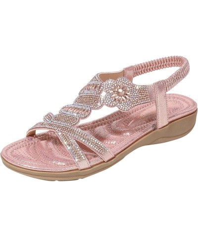 Hiking Sandals Women Strap Sandals For Womens Mules Flats Women Sandals Comfortable Beach Black Flats For Pink-j $11.12 Sandals