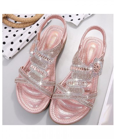 Hiking Sandals Women Strap Sandals For Womens Mules Flats Women Sandals Comfortable Beach Black Flats For Pink-j $11.12 Sandals