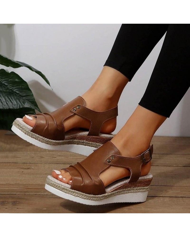 Orthopedic Wedge Sandals for Women Summer Dressy Open Toe Ankle Strap Platform Fashion Sandals Buckle Ankle Strap Casual Beac...