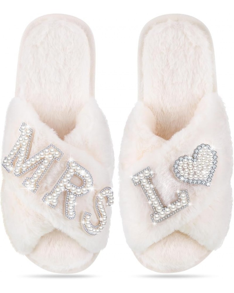 Personalized Initial Bride Slippers Mrs Pearl Slippers Wedding Slippers for Bride Bridal Shower Gifts for Wedding Day Letter ...