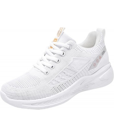 Lace up Walking Shoes for Women Lightweight Breathable Hollow Mesh Sneakers Z 12-white $20.54 Athletic Shoes