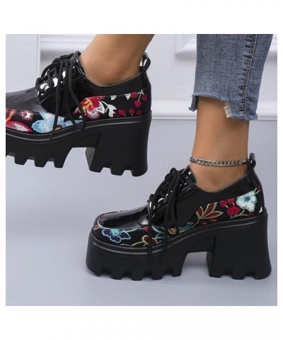 Women Fashion Flowers Sandals Thick Heel Thick Sole Retro Shoes Womens Black Studded Sandals (A-White, 7.5) 7 A-black $22.56 ...