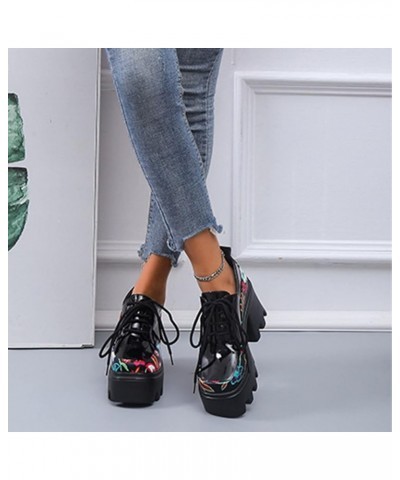 Women Fashion Flowers Sandals Thick Heel Thick Sole Retro Shoes Womens Black Studded Sandals (A-White, 7.5) 7 A-black $22.56 ...