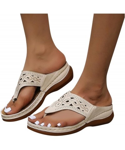 Sandalias Para Mujer Elegantes, Sandals Women Dressy Summer Comfortable Slippers with Arch Support Slip On Sandals Beige $6.0...