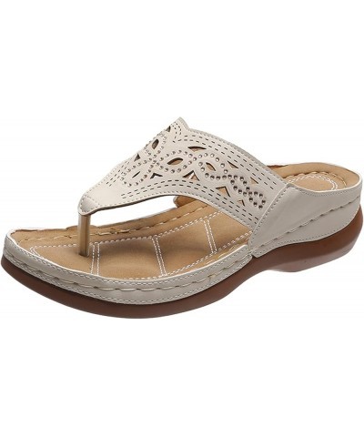 Sandalias Para Mujer Elegantes, Sandals Women Dressy Summer Comfortable Slippers with Arch Support Slip On Sandals Beige $6.0...