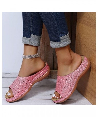 Sandals For Women Summer,2023 Fashion Comfy Platform Comfortable Summer Beach Flip Flops Sandals Flat Shoes Pink $13.52 Outdo...