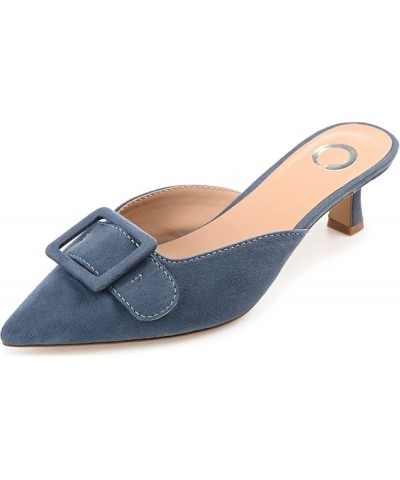 Womens Medium and Wide Width Vianna Pump with Buckle Detail and Pointed Toe Blue $18.17 Mules & Clogs