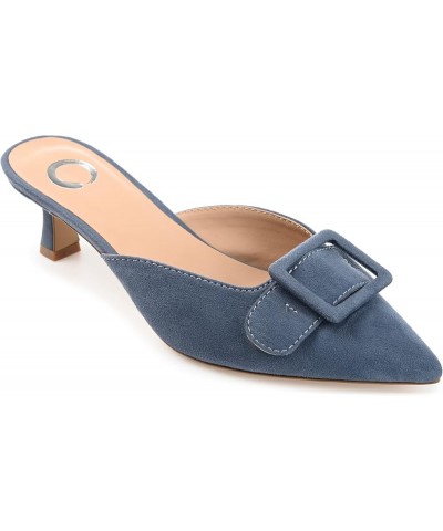 Womens Medium and Wide Width Vianna Pump with Buckle Detail and Pointed Toe Blue $18.17 Mules & Clogs