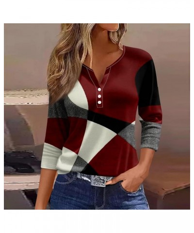 3/4 Sleeve T Shirts for Women Printed V Neck Blouses Button Down Summer Tshirt Dressy Casual Loose Tunic Tops 5-red $9.45 Fas...