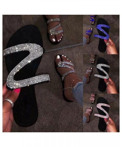 Gladiator Sandals for Women Casual Crystal Flat Sandals Cute Summer Beach Slipper Flip Flops Silver $9.99 Sandals