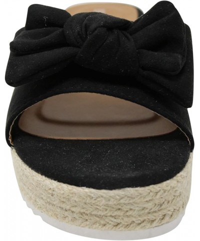 Women's Suede Bow Open Toe Sandal Black $19.24 Sandals