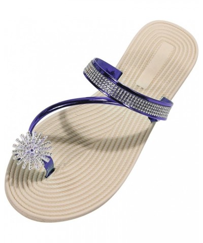 Sandals For Women White Flats Shoes Women Sandals Heels Dressy Flats For Women Dressy Comfortable Womens Dark Blue-e $12.46 S...