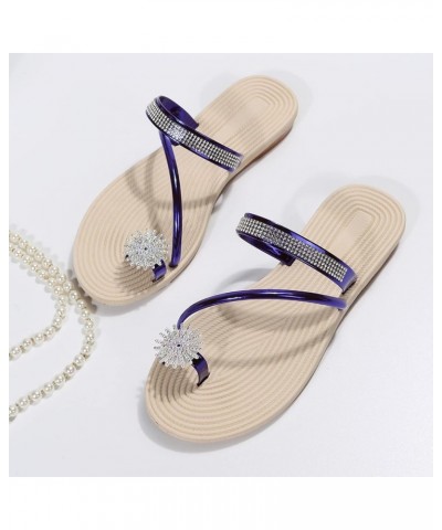 Sandals For Women White Flats Shoes Women Sandals Heels Dressy Flats For Women Dressy Comfortable Womens Dark Blue-e $12.46 S...