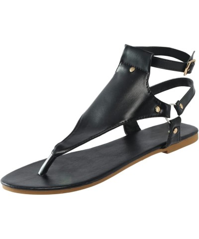 Summer Sandals for Women 2024, Beach Sandals for Woman Dressy Open Toe Flip Flops Thong Sandals with Buckle Strap Black $11.3...