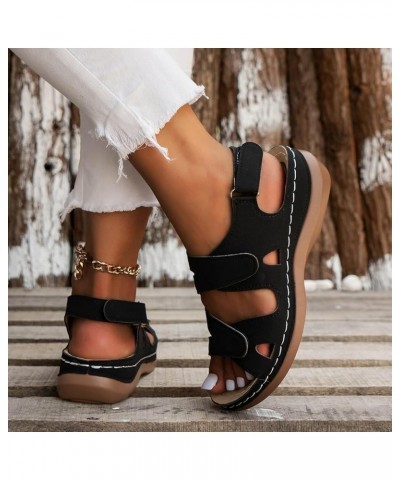 Womens Wedges Sandals Non Slip Ankle Strap Comfortable Soft Braided Beach Summer Casual Mules Flats Sandal 41-zoxro-black-i $...