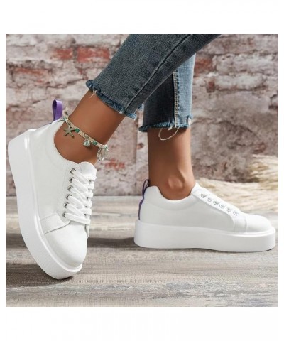 Ladies Fashion Solid Color Leather Lace Up All Match Platform Casual Shoes Womens Shoes Size 9 Casual (White, 7.5) 7 White $1...