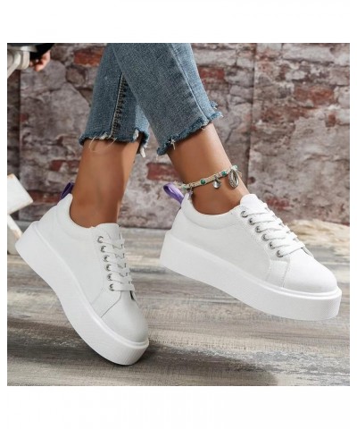 Ladies Fashion Solid Color Leather Lace Up All Match Platform Casual Shoes Womens Shoes Size 9 Casual (White, 7.5) 7 White $1...