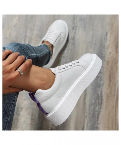 Ladies Fashion Solid Color Leather Lace Up All Match Platform Casual Shoes Womens Shoes Size 9 Casual (White, 7.5) 7 White $1...