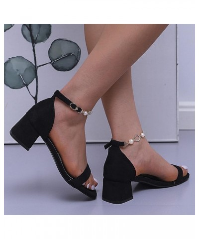 Fashion Womens Chunky Heels Breathable Lace Up Shoes Casual Sandals Sandals for Women Black $21.96 Sandals