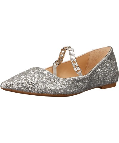 Women's Jaclyn Mary Jane Flat Silver Glitter $25.97 Flats