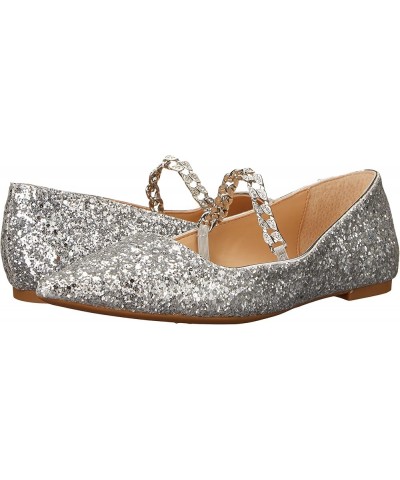 Women's Jaclyn Mary Jane Flat Silver Glitter $25.97 Flats