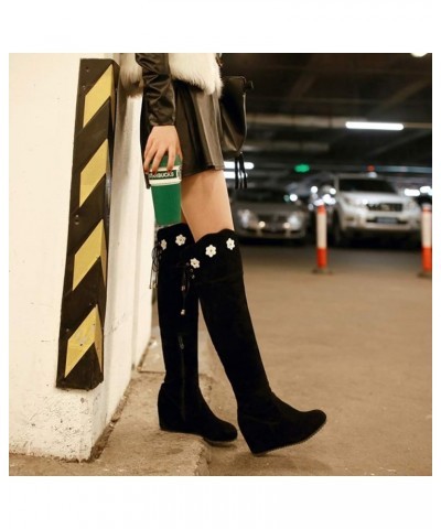 Women Knee High Suede Long Boots Heighten Casual Fashion Boots Office Work Autumn And Winter Keep Warm Biker Knight Boots Sid...