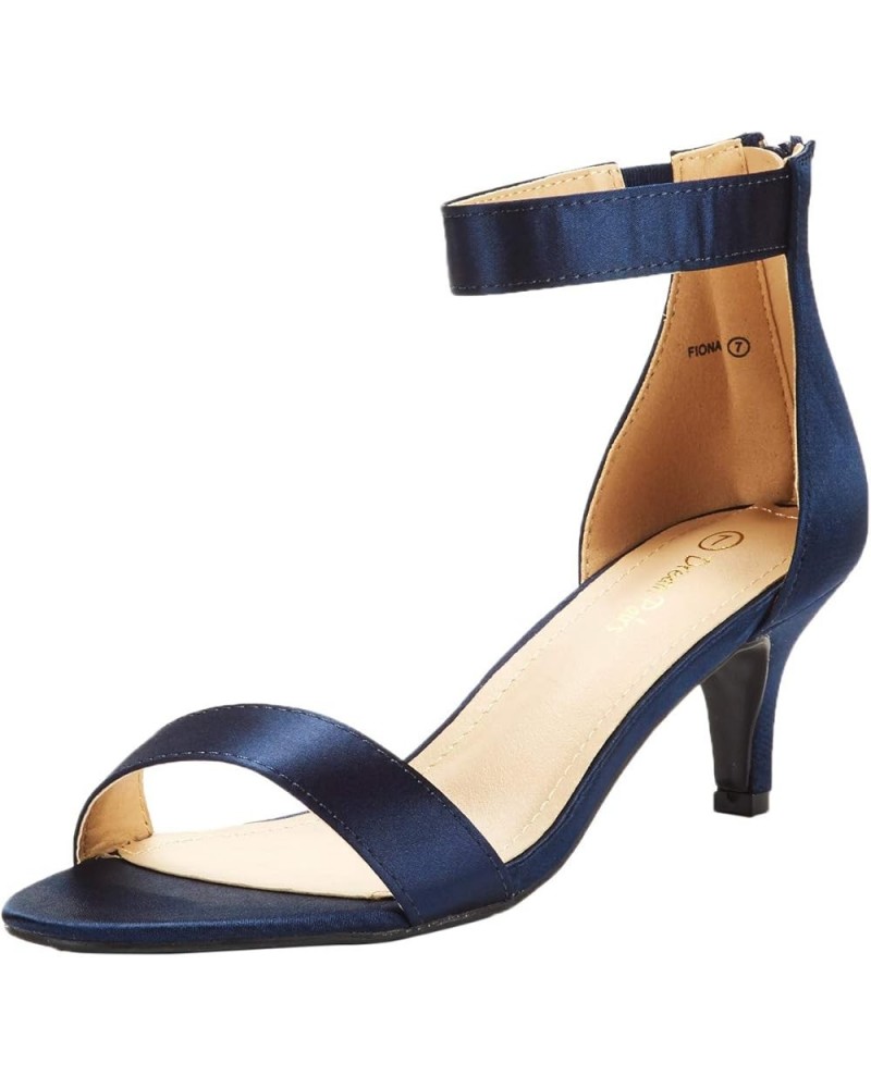 Women's Fiona Fashion Stilettos Open Toe Pump Heeled Sandals Navy $23.48 Sandals