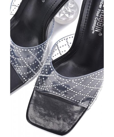 Ahmee Sexy Clear Heels for Women - Sexy Square Toe Transparent Heels - Women's Chunky Clear Heels - Slip On Shoes Black $20.7...