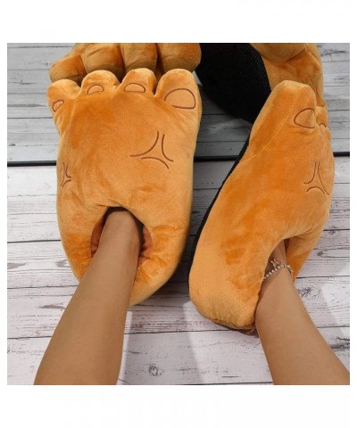 Cartoon Big Feet Design Novelty Slippers For Women And Men Warm Cotton Soft Plush Home Womens Slippers Fuzzy Khaki $8.16 Oxfords