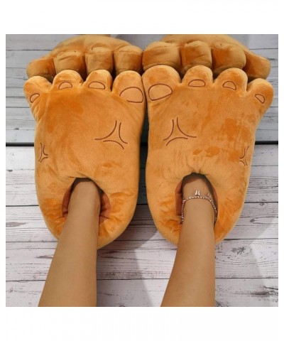 Cartoon Big Feet Design Novelty Slippers For Women And Men Warm Cotton Soft Plush Home Womens Slippers Fuzzy Khaki $8.16 Oxfords