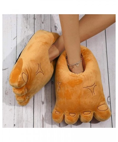 Cartoon Big Feet Design Novelty Slippers For Women And Men Warm Cotton Soft Plush Home Womens Slippers Fuzzy Khaki $8.16 Oxfords