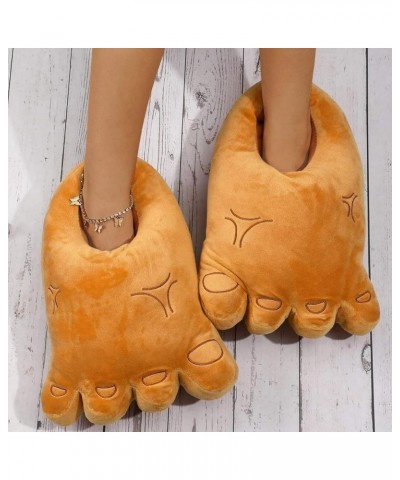 Cartoon Big Feet Design Novelty Slippers For Women And Men Warm Cotton Soft Plush Home Womens Slippers Fuzzy Khaki $8.16 Oxfords