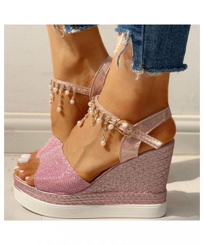 Platform Sandals Women, Sandals Women Dressy Summer Trendy Ankle Strap Wedge Breathable with Arch Support Sandals Pink $11.61...