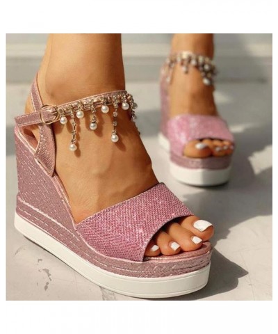 Platform Sandals Women, Sandals Women Dressy Summer Trendy Ankle Strap Wedge Breathable with Arch Support Sandals Pink $11.61...