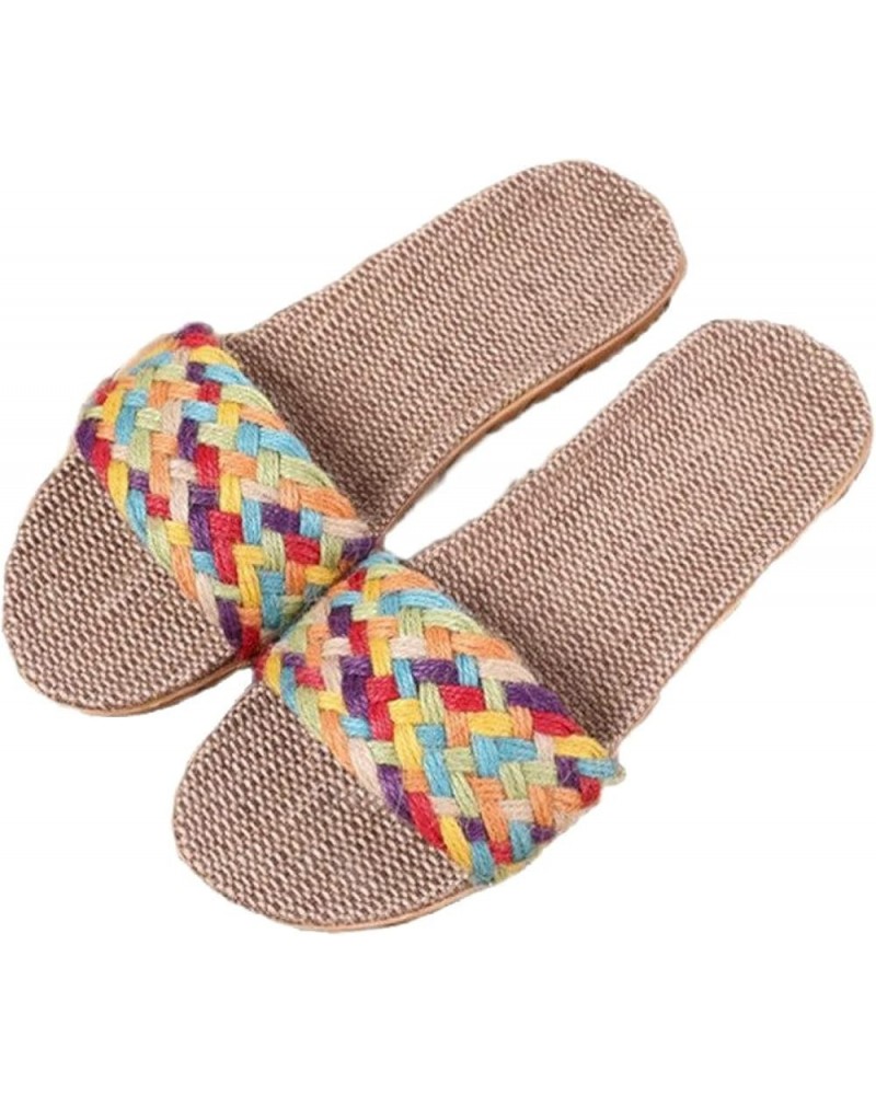 Women's Slides Flax Non Slip Open Toe Shoes Casual Woven Sandals Summer Breathable Beach Sandal Colored 2 $11.66 Sandals