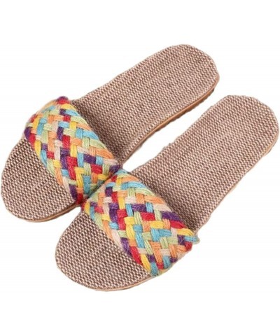 Women's Slides Flax Non Slip Open Toe Shoes Casual Woven Sandals Summer Breathable Beach Sandal Colored 2 $11.66 Sandals