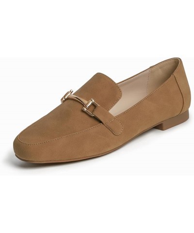 Women's Fashion Trim Deco Loafer Slippers Bar Trim Camel Nubuck Vegan Leather $17.94 Loafers & Slip-Ons